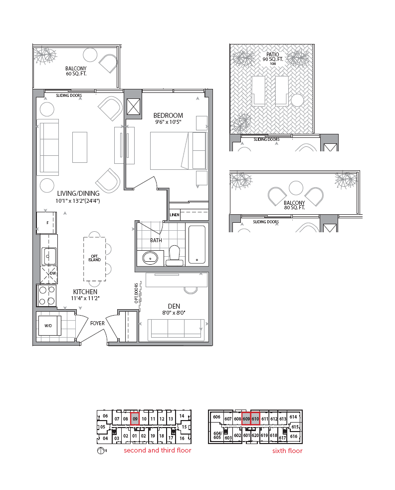 1g+d2- one bedroom + den