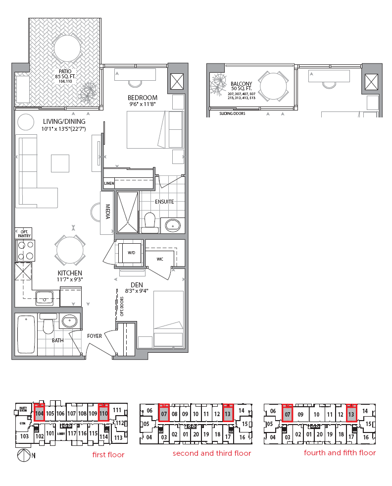 1j+d- one bedroom + den