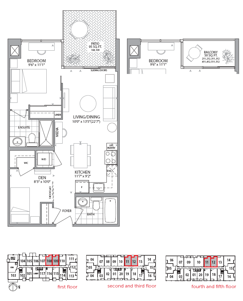 1j+d2- one bedroom + den