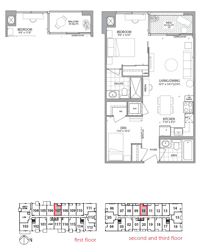 1j+d3- one bedroom + den